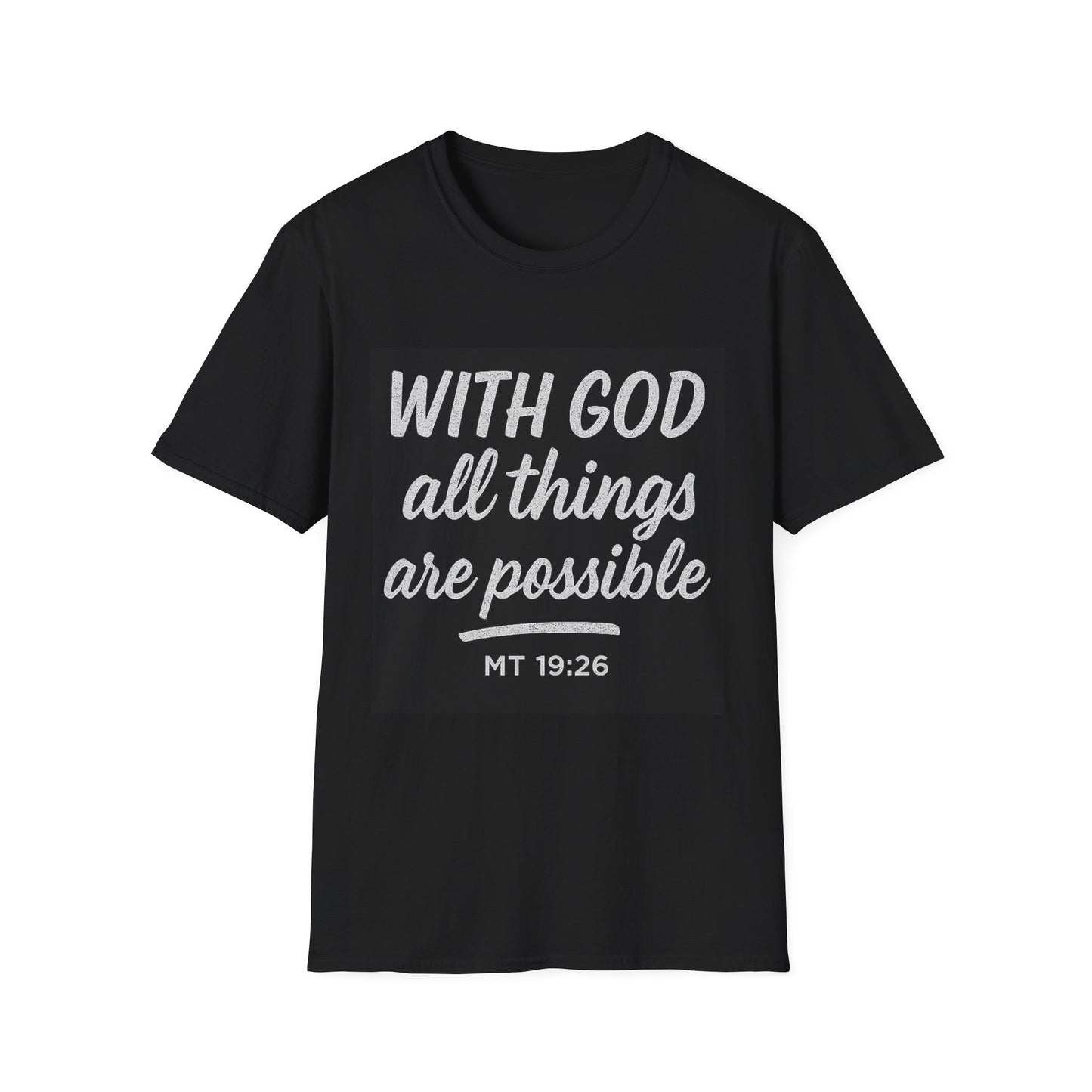 Christian T-Shirt — "With God All Things Are Possible" (MT 19:26) Inspirational Faith Tee