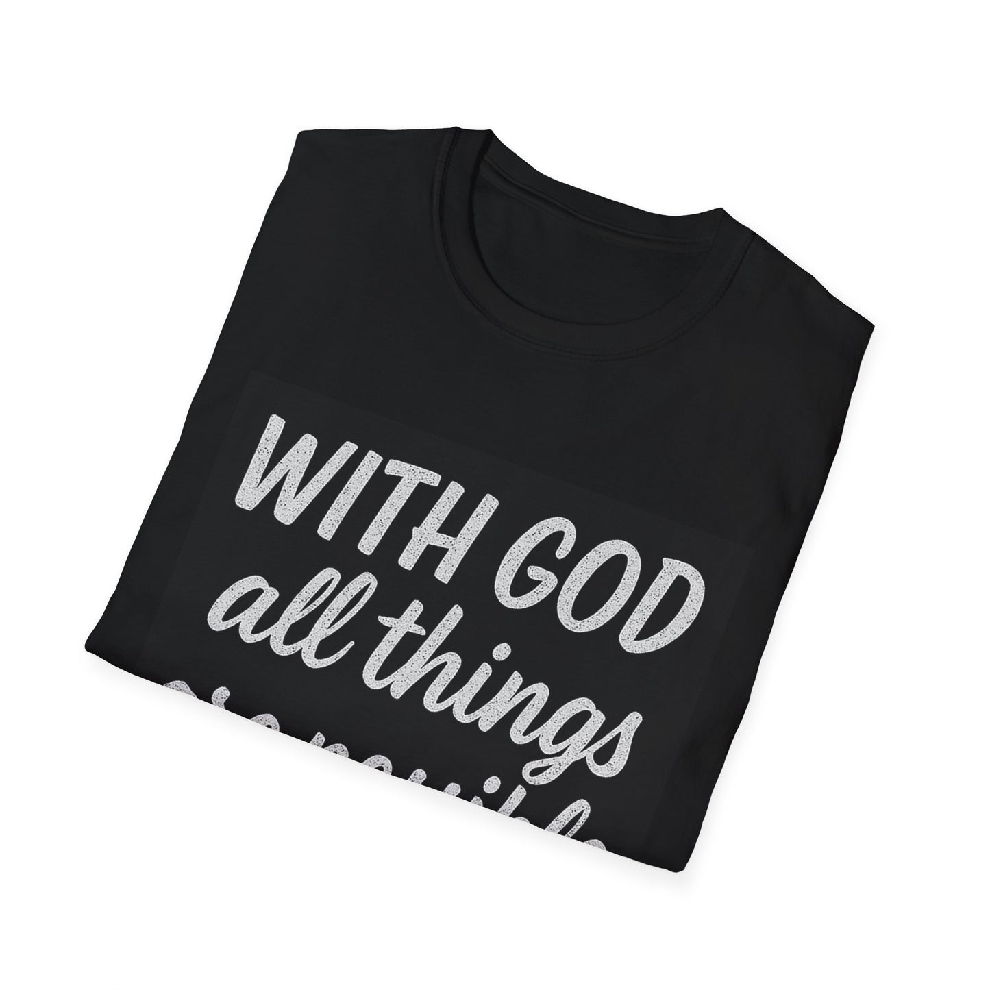 Christian T-Shirt — "With God All Things Are Possible" (MT 19:26) Inspirational Faith Tee